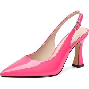 KUOARN Slingback Heels for Women Pointy Heels with Adjustable Strap | 3.5-Inch Stiletto Pumps Pointed Closed Toe Heels Comfortable Dress Shoes Prom Party Wedding Bride Shoes Kitten Heels in Kuwait