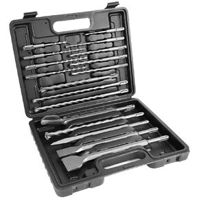 17-Piece SDS-Plus Rotary Hammer Drill Bit & Chisel Set, YG8C Carbide Tips, U-Flute Design for Concrete, Brick & Stone in Kuwait