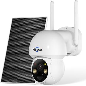 Hiseeu Solar Wireless Security Camera Outdoor, 2.4G & 5G WiFi,Color Night Vision, 360° View, Pan & Tilt, 100% Wire-Free Add on Cam Compatible with 100% Wireless Home Security Camera System in Kuwait