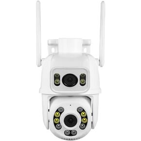 ICSEE WiFi Camera Security 6MP Dual Lens Wireless PTZ Waterproof Human Detection Full Color Night Vision 65ft, Alexa Supported (Dual Lens White 6MP), Black in Saudi Arabia