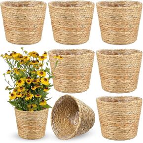 6 Pcs Wicker Plant Baskets with Plastic Liners Seagrass Plant Baskets in Bulk Woven Planter Basket Set for Indoor Outdoor Flower Pots and Room Home and Farmhouse Decor in Saudi Arabia