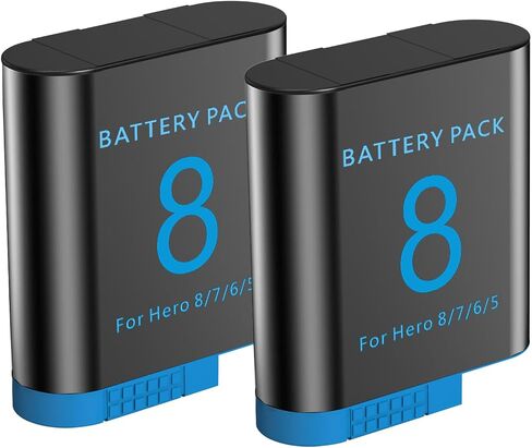2-Pack Hero 8 Battery Compatible with GoPro Hero 8/7/6/5/2018 Black in Kuwait