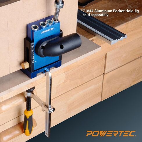 POWERTEC 71410 Quick Screw Guide Rail Clamp for MFT Table and Track Saw Guide Rail System, 5-3/8" Capacity x 2-3/8" Throat Depth, 400lbs Clamping Force, 2 Pack in Kuwait