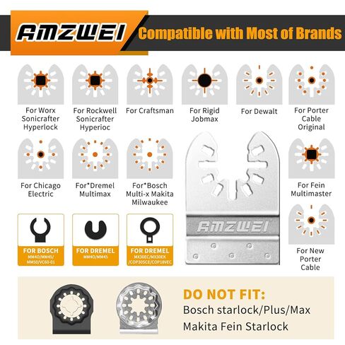 AMZWEI 15PCS Diamond Oscillating Tool Blades, Curved Edge | Grout Removal, Mortar Cleaning, 1/13 in Thick, Compatible with Dewalt, Milwaukee, Rockwell, Ridgid, Ryobi, Craftsman, Chicago in Kuwait