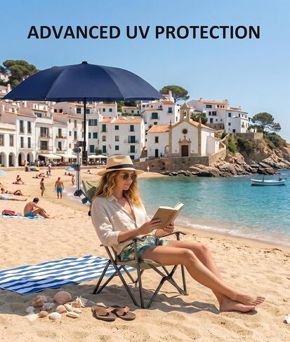 Scalable Chair Umbrella with Universal Clamp, UPF 50 Plus Sun Protection Portable Clip on Shade for Beach Chair Stroller Golf Cart Wheelchair, 360 Degree Adjustable Folding Outdoor Sports Personal Canopy in Kuwait
