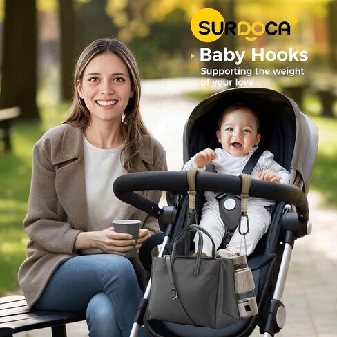 SURDOCA Baby Stroller Hooks, Stroller Clips and Hooks for Diaper Bag, Mommy Bag Hook for Stroller Heavy Duty, Universal Stroller Hanger and Strap, Stroller Accessories for Mom in Kuwait