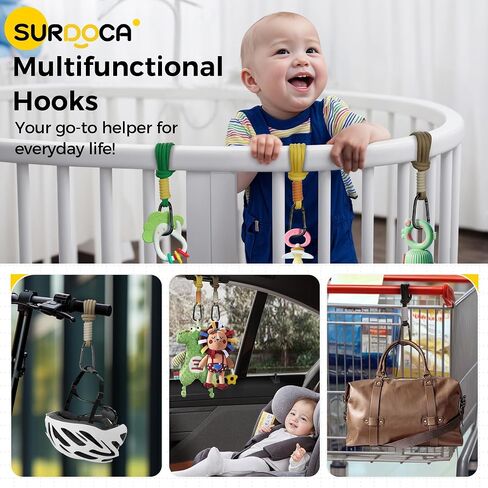 SURDOCA Baby Stroller Hooks, Stroller Clips and Hooks for Diaper Bag, Mommy Bag Hook for Stroller Heavy Duty, Universal Stroller Hanger and Strap, Stroller Accessories for Mom in Kuwait