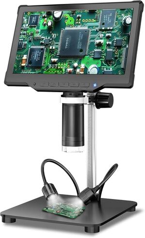 XUMIUZIY Digital Microscope with 10.1" Screen, 500-1000x Infinite Zoom | Electronic Microscope Magnifier with LED Lights, 1080P HD, 60 Rrotational Screen, PC View, Remote Control in Kuwait