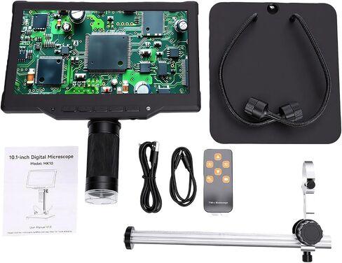 XUMIUZIY Digital Microscope with 10.1" Screen, 500-1000x Infinite Zoom | Electronic Microscope Magnifier with LED Lights, 1080P HD, 60 Rrotational Screen, PC View, Remote Control in Kuwait