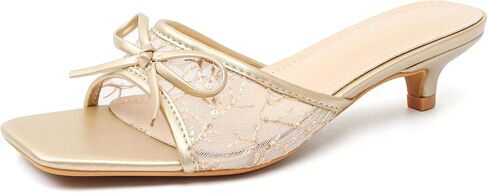 Women'S Bow Kitten Heels Sandals Elegant Square Open Toe Low Heel Dress Mule Sandals For Party Wedding Prom Heeled Sandals in Kuwait