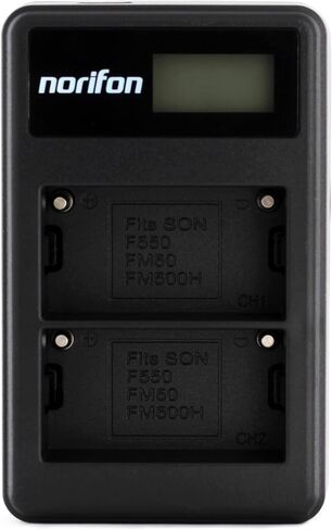 Norifon NP-FM50 Dual Channel LCD USB Charger for Sony CCD-TRV308 | Compatible with Sony CCD-TRV138, CCD-TRV328, DSLR-A350, DSLR-A100, DSLR-A200, DSR-PD170, DSR-PD150, HVR-Z5U, HVR-Z1U Cameras in Kuwait