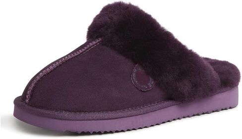 Dearfoams Women's Fireside Sydney Aubergine Shearling Scuff Slipper 8 W US in Kuwait