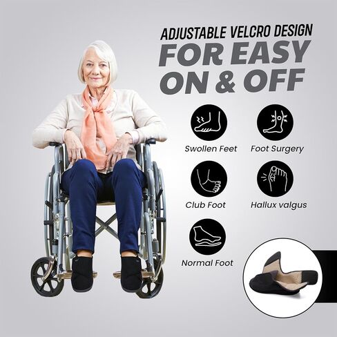 Diabetic Slippers Women, Lymphedema Shoes, Edema Shoes Swollen Feet, Indoor and Outdoor Hook and Loop, Non Slip House Shoes (Black/White, 9 WIDE) in Kuwait