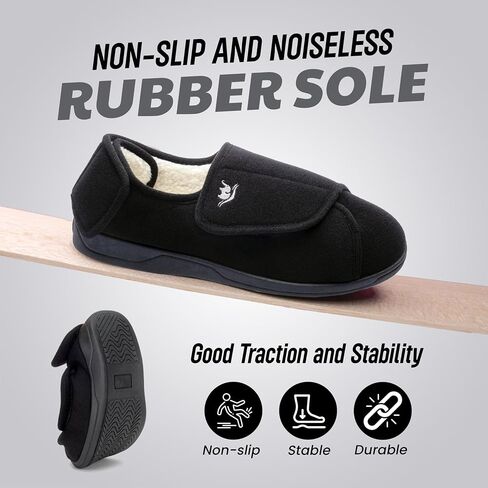 Diabetic Slippers Women, Lymphedema Shoes, Edema Shoes Swollen Feet, Indoor and Outdoor Hook and Loop, Non Slip House Shoes (Black/White, 9 WIDE) in Kuwait