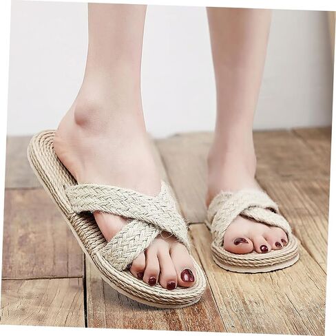Fashionable Imitation Straw Slippers Perfect for Casual Outdoor Beach Travel Match Jeans Shorts Skirts in Kuwait