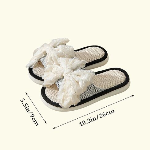 Women's Lace Bow Womens House Slippers, Open Toe House Slippers for Woman Soft Thick in Kuwait