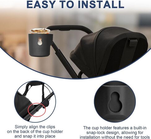Stroller Cup Holder for Joolz Stroller –Compatible with Day, Geo, Hub, AER, Dot Strollers,On Drink Holder Attachment, No-Tool Installation in Kuwait