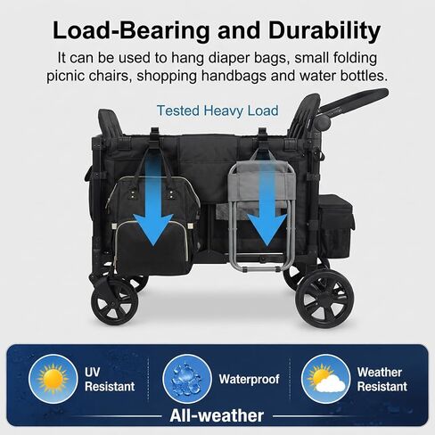 2 Pack Heavy Duty Wagon Side Hooks for Wonderfold Wagon W4 & W2, Stroller Hooks for Wagon, 10KG Load Multipurpose Organizer Hooks for Bags & Travel Essentials in Kuwait