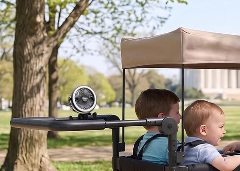 Jeep Portable LED Stroller Fan with Light & Flexible Legs by Delta Children | Stroller Fan with USB-C Rechargeable Battery, 3 Speeds, 3 Brightness Modes, Adjustable Baby Fan for Travel in Kuwait