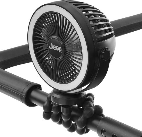 Jeep Portable LED Stroller Fan with Light & Flexible Legs by Delta Children | Stroller Fan with USB-C Rechargeable Battery, 3 Speeds, 3 Brightness Modes, Adjustable Baby Fan for Travel in Kuwait