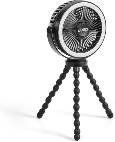 Jeep Portable LED Stroller Fan with Light & Flexible Legs by Delta Children | Stroller Fan with USB-C Rechargeable Battery, 3 Speeds, 3 Brightness Modes, Adjustable Baby Fan for Travel in Kuwait