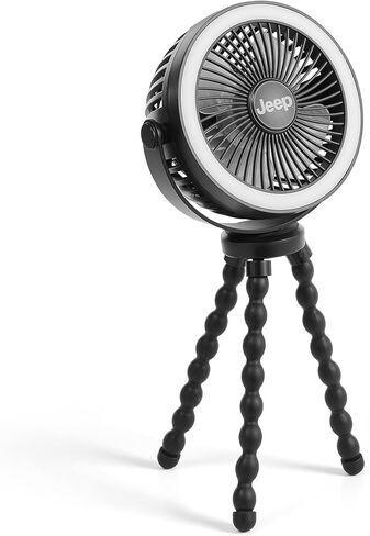 Jeep Portable LED Stroller Fan with Light & Flexible Legs by Delta Children | Stroller Fan with USB-C Rechargeable Battery, 3 Speeds, 3 Brightness Modes, Adjustable Baby Fan for Travel in Kuwait