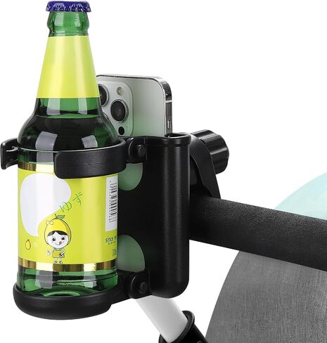 Accmor Stroller Cup Holder with Phone Holder, Foldable Universal Cup Holder, 360 ° Rotatable Bottle Holder for Stroller, Bike, Wheelchair, Walker, Scooter in Kuwait