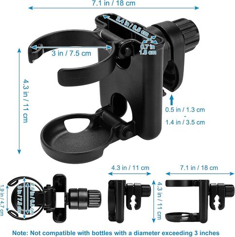 Accmor Stroller Cup Holder with Phone Holder, Foldable Universal Cup Holder, 360 ° Rotatable Bottle Holder for Stroller, Bike, Wheelchair, Walker, Scooter in Kuwait