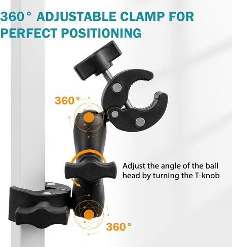 EAGLE PEAK Heavy Duty Adjustable Clamp Mount for Camping Lights & Canopy Frames, 360° Rotating Ball Head, Aluminum Drop-Resistant Photography Clamp, Bracket for Umbrella, Monitor, Camera & LED Light in Kuwait