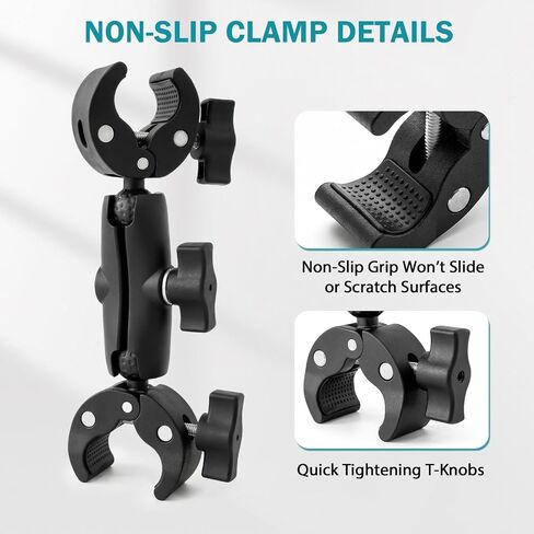 EAGLE PEAK Heavy Duty Adjustable Clamp Mount for Camping Lights & Canopy Frames, 360° Rotating Ball Head, Aluminum Drop-Resistant Photography Clamp, Bracket for Umbrella, Monitor, Camera & LED Light in Kuwait