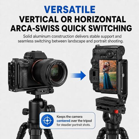 DSLR Camera L-Bracket, Vertical & Horizontal Switching Quick Release Plate, Compatible with Canon Nikon Sony DJI Osmo Ronin Zhiyun Stabilizer, Tripod & Monopod in Kuwait