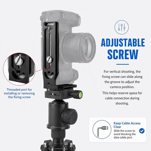 DSLR Camera L-Bracket, Vertical & Horizontal Switching Quick Release Plate, Compatible with Canon Nikon Sony DJI Osmo Ronin Zhiyun Stabilizer, Tripod & Monopod in Kuwait