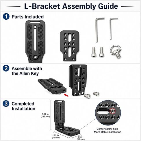 DSLR Camera L-Bracket, Vertical & Horizontal Switching Quick Release Plate, Compatible with Canon Nikon Sony DJI Osmo Ronin Zhiyun Stabilizer, Tripod & Monopod in Kuwait