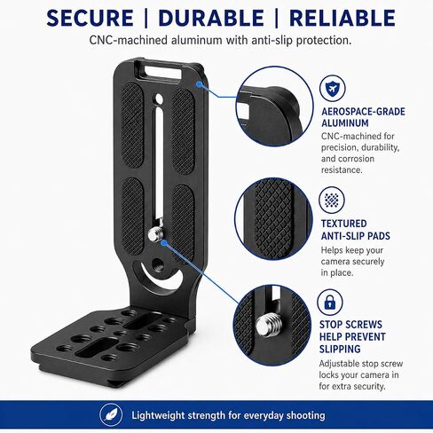 DSLR Camera L-Bracket, Vertical & Horizontal Switching Quick Release Plate, Compatible with Canon Nikon Sony DJI Osmo Ronin Zhiyun Stabilizer, Tripod & Monopod in Kuwait