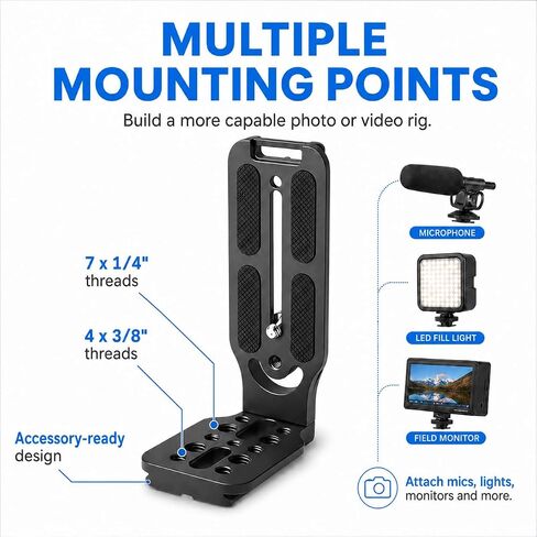DSLR Camera L-Bracket, Vertical & Horizontal Switching Quick Release Plate, Compatible with Canon Nikon Sony DJI Osmo Ronin Zhiyun Stabilizer, Tripod & Monopod in Kuwait