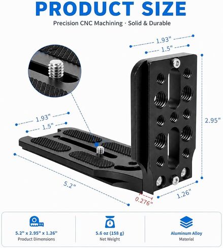 DSLR Camera L-Bracket, Vertical & Horizontal Switching Quick Release Plate, Compatible with Canon Nikon Sony DJI Osmo Ronin Zhiyun Stabilizer, Tripod & Monopod in Kuwait