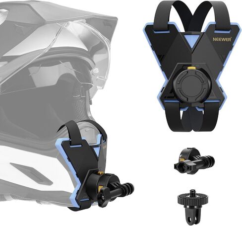 NEEWER Motorcycle Helmet Chin Strap Mount Accessories Kit Compatible with GoPro Hero 13 12 11 10 9 8 7 Black DJI OSMO Action 5 Pro 4 3 2 Insta360 AKASO, with Magnetic Quick Release Mount Adapter, GP19 in Kuwait