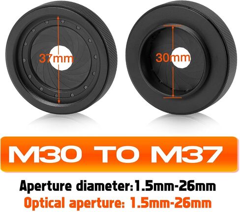 PVS 14Adjustable Iris Aperture Diaphragm Filter Pack, M30 to M37 Adapter Ring 1.5-26mm Optical Lens Module, Adjustable Iris Filter Cover Set Compatible with PVS-14 Night Vision Device in Kuwait