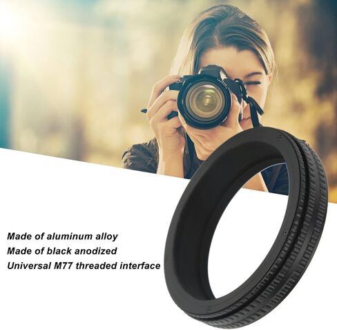 Helicoid Adapter for Camera Lens Mounting, 17 31mm Aluminum Alloy Black Lens Focusing Tube, M77 to M77, Ideal for Photography Enthusiasts in Kuwait