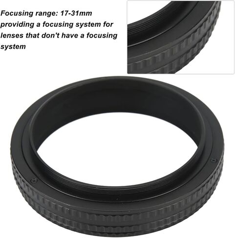 Helicoid Adapter for Camera Lens Mounting, 17 31mm Aluminum Alloy Black Lens Focusing Tube, M77 to M77, Ideal for Photography Enthusiasts in Kuwait