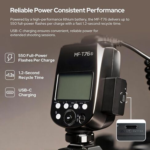 Godox MF-T76 S Micro Twin Flash,4800K±300K TTL Auto Flash | for Sony Camera Flash Speedlite Light,1.2s Full-power Recycling in Kuwait