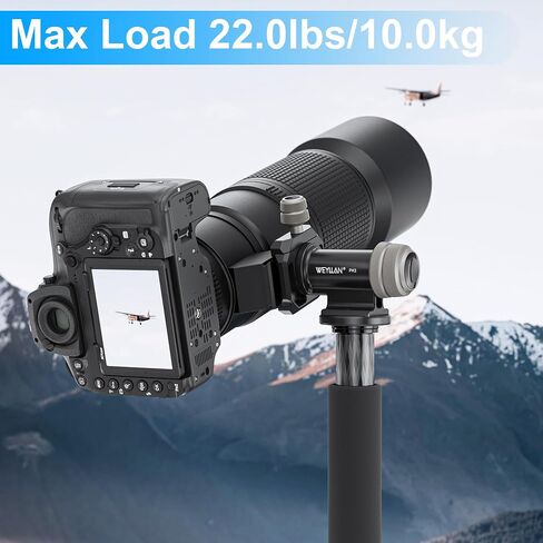 WEYLLAN PH3 MonoGimbal Head for Tripod Monopod, CNC All Metal Side Saddle Gimbal Tilt Head with Arca Swiss Quick Release Plate, Compatible with Camera, Telephoto Lenses, Max Load 22lbs/10kg in Kuwait