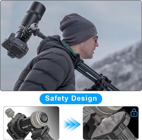 WEYLLAN PH3 MonoGimbal Head for Tripod Monopod, CNC All Metal Side Saddle Gimbal Tilt Head with Arca Swiss Quick Release Plate, Compatible with Camera, Telephoto Lenses, Max Load 22lbs/10kg in Kuwait