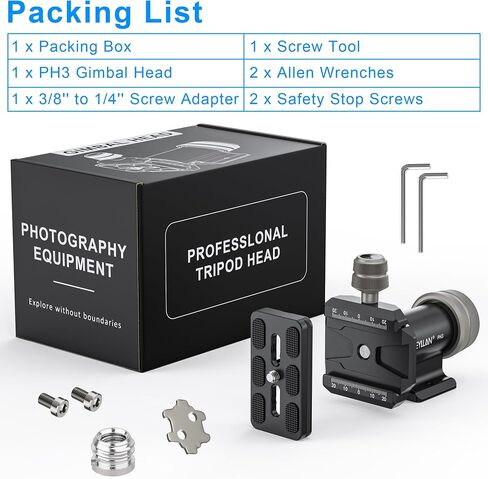 WEYLLAN PH3 MonoGimbal Head for Tripod Monopod, CNC All Metal Side Saddle Gimbal Tilt Head with Arca Swiss Quick Release Plate, Compatible with Camera, Telephoto Lenses, Max Load 22lbs/10kg in Kuwait