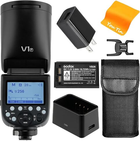 Godox V1-N Flash Speedlite for Nikon, 76Ws 2.4G X Wireless Round Head | 1.5s Recycle Time, 1/8000s HSS camera flash speedlight, 480 full-power flashes, 10 Levels LED modeling lamp in Saudi Arabia