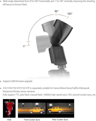 Godox V1-N Flash Speedlite for Nikon, 76Ws 2.4G X Wireless Round Head | 1.5s Recycle Time, 1/8000s HSS camera flash speedlight, 480 full-power flashes, 10 Levels LED modeling lamp in Saudi Arabia