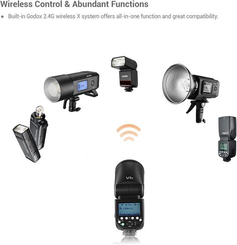 Godox V1-N Flash Speedlite for Nikon, 76Ws 2.4G X Wireless Round Head | 1.5s Recycle Time, 1/8000s HSS camera flash speedlight, 480 full-power flashes, 10 Levels LED modeling lamp in Saudi Arabia