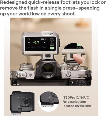 Godox iT30Pro S iT30Pro-S TTL Flash for Sony Camera, GN15 1.5s Recycle Time, 560 Full Power Flash, 1/8000 HSS, 2.4G Wireless, Built-in Lithium Battery, 2.8″ Full-Color Touchscreen Speedlight (Silver) in Kuwait