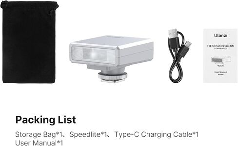 ULANZI LM20 Rechargeable Camera Flash GN12, 100-Level Dimming Mini Speedlite with Auto/Manual Mode, 5600K Hot Shoe Flash for Canon Sony Nikon Fuji DSLR Portrait Indoor Photography, White in Kuwait