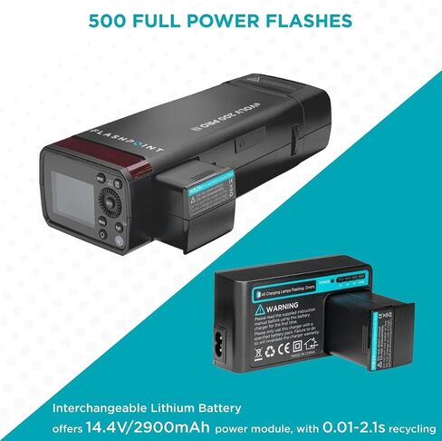 Flashpoint eVOLV 200 Pro TTL Pocket Flash Kit for Camera Strobe Light Photography, 200Ws, 1/8000 HSS, 500 Full Power Flashes, 0.01-1.8s Recycling w/2900mAh Battery, Bare Bulb/Speedlite Flash in Kuwait